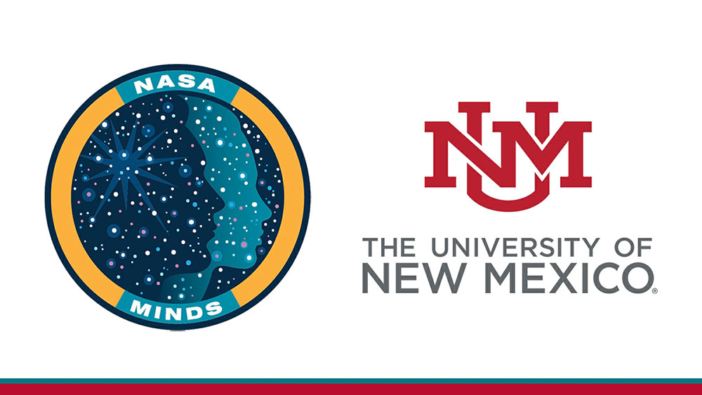 Nasa Minds logo and University of New Mexico logo side by side on a graphic