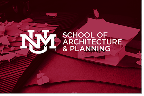 Red tinted photo with UNM logo and the words School of Architecture and Planning